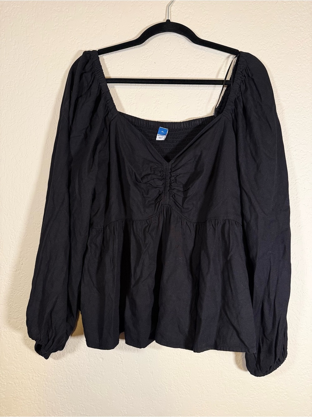 Old Navy Black Long Sleeve Peasant Blouse Women XL